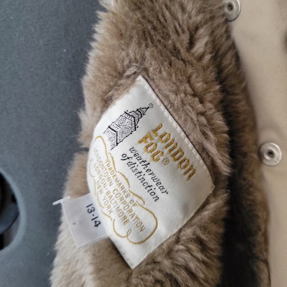 Vintage London Fog Tan Utility Coat - Faux Fur Lining - Women's S (13/14) - Picture 6 of 9